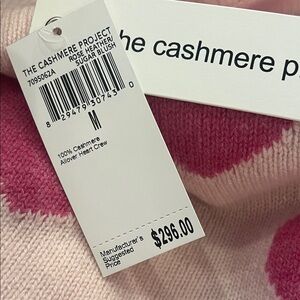 NWT cashmere project pink heart crew neck sweater